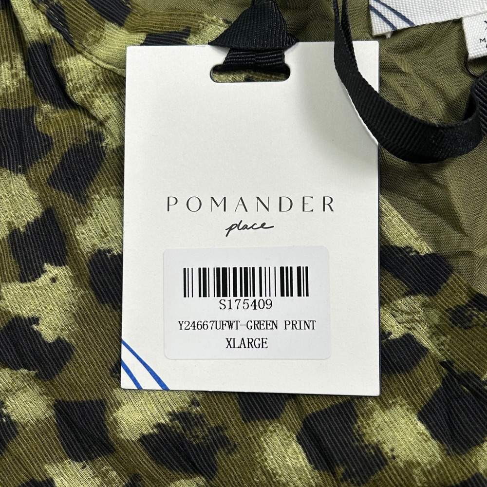 Pomander Place Olive‎ Green Black Leopard Tiered V-Neck Mini Dress XL Y24667UFWT - Picture 9 of 10